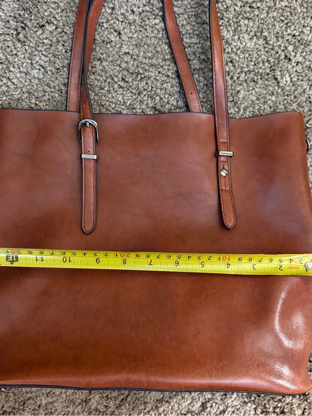 Classic Brown Leather Tote Bag for Women! NWOT! - Picture 6 of 7